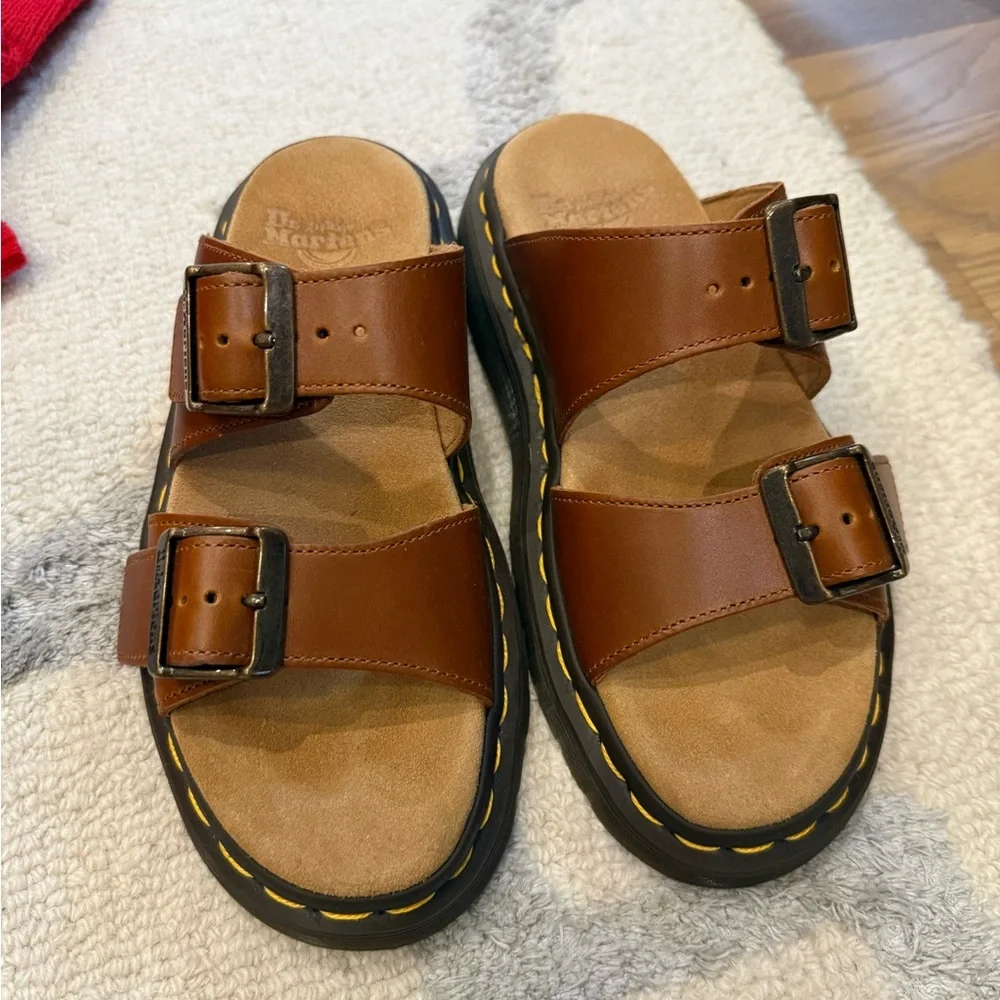 Brown Leather Buckle Sandals - Picture 2 of 3